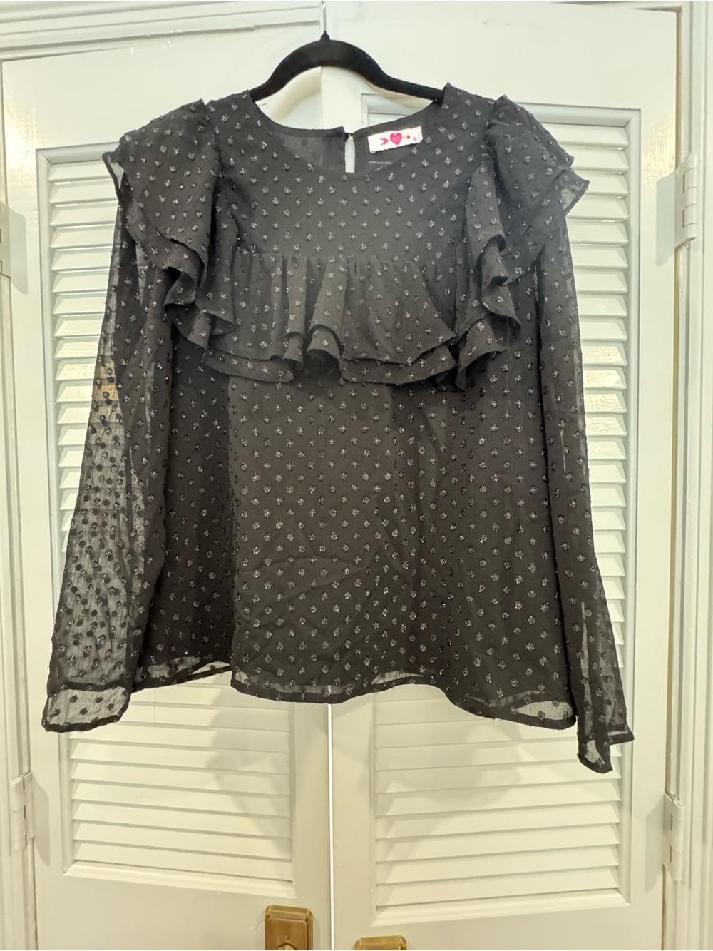 Buddy Love Black Sheer Ruffle Blouse